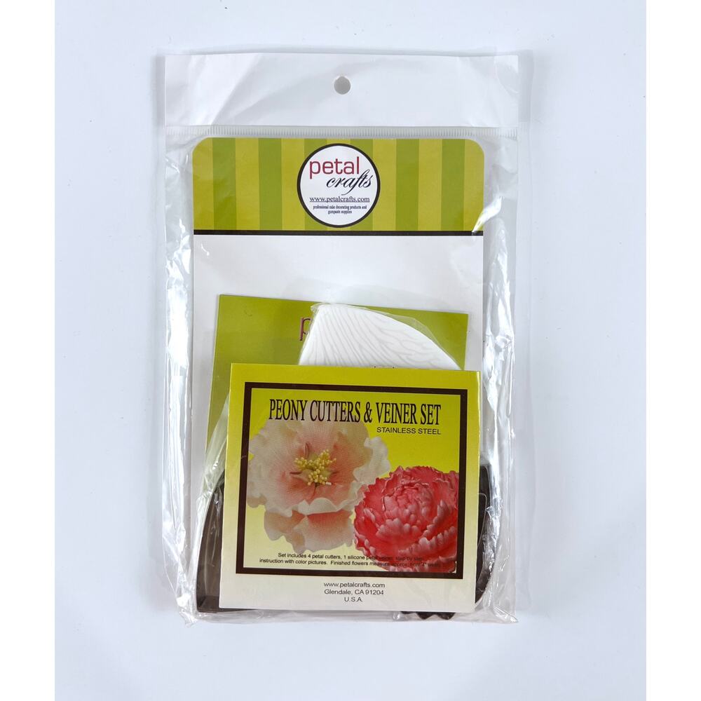 Petal Crafts Peony Flower Cutter & Veiner Set Cake Decorating Fondant Tools